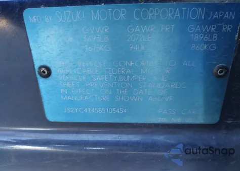 2008 Suzuki Sx4 Sport from USA, damaged, VIN JS2YC414585103454